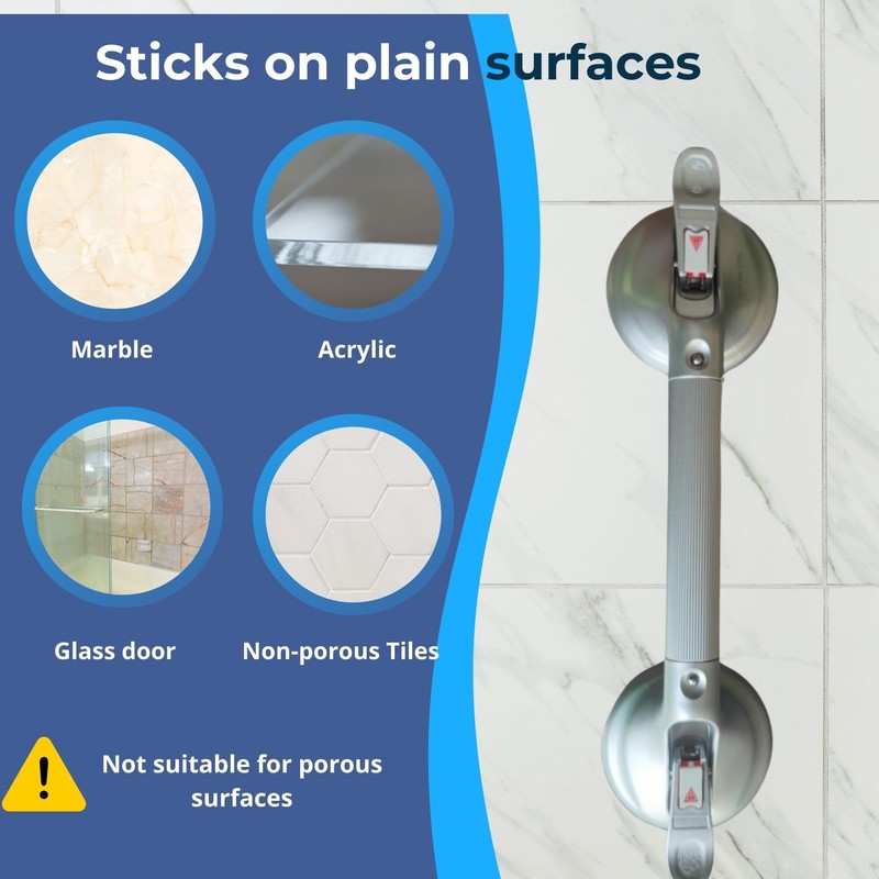 Heavy Duty Grab Bar with Large Suction Cups for Shower