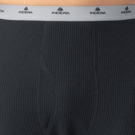 Indera Men's Heavyweight Cotton Waffle Long Johns Thermal Underwear Bottom, Black, 2X