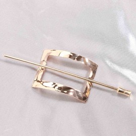 Yheakne Pasador de metal cuadrado geométrico para el pelo, clip de pelo vintage para moños, accesorio decorativo para el pelo para mujeres y niñas (cuadrado dorado)