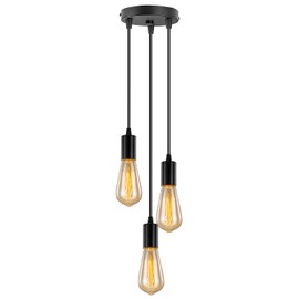 Licperron Black Industrial Pendant Light with 3 Lights,Vintage Farmhouse Hanging Light for Dining Room and Living Room