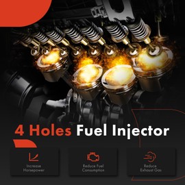 A-Premium Fuel Injectors Set of 4 Compatible with Acura RSX 2002 2003 2004 2.0L, Replace# 16450PRBA01