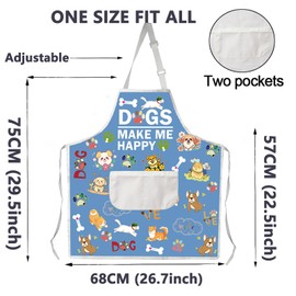 BNQL Dog Grooming Apron Cute Dog Apron Puppy Dog Waterproof Apron Dog Cooking Apron Dog Trainer Groomer Gifts Dogs Make Me Happy, Dogs Make Me Happy Blue, L, Dogs Make Me Happy Blue