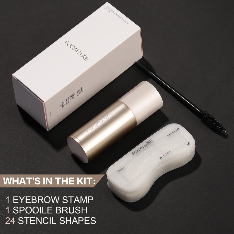 FOCALLURE Eyebrow Stamp and Eyebrow Stencil Kit, 24 Reusable Brow