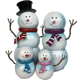 Primus Miniature Metal Sculpture Christmas Decoration Ornament Gift, Multi, Snowman Family