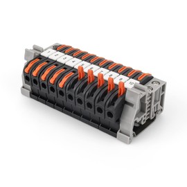 DIYCUT Pack of 10 DIN Rail Terminals, Terminal Block with 10 cm DIN Rail, Black, Electrical Connection Blocks, 0.08-4 mm², Junction Terminal Passage Clamp for DIY Projects