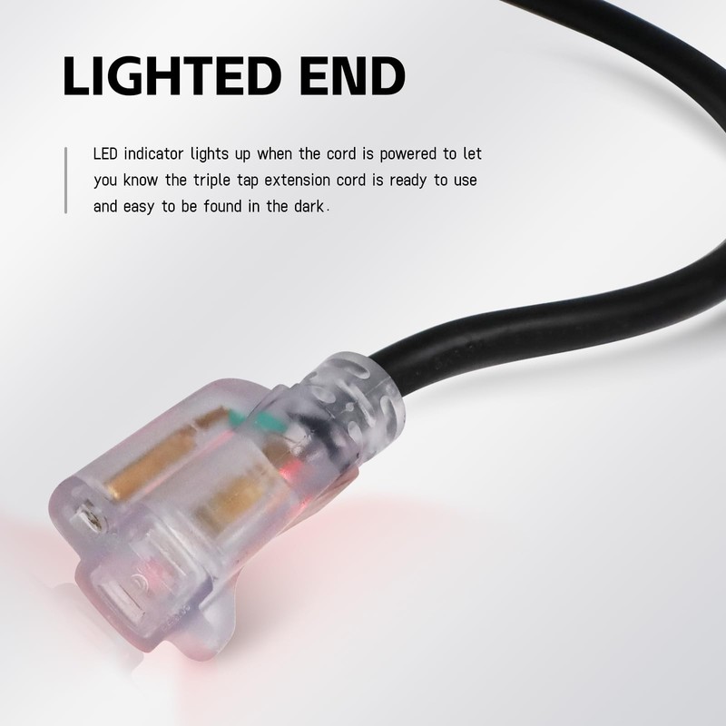 EP 6 Ft Lighted Outdoor Extension Cord - 12/3 SJTW