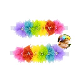Baby Rainbow Headbands Flowers Headband for Girl Children Headdress. (FD40) (Style A)