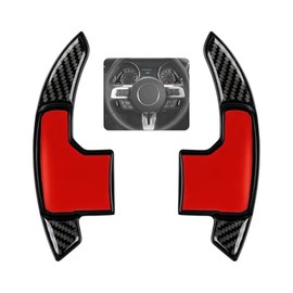 YDMYL Car 2pcs Steering Wheel Shift Paddle Carbon Fiber Decal Shifter Trim Cover for Ford Mustang 2015 2016 2017 2018 2019 2020 2021 2022 2023 Accessories （Black）