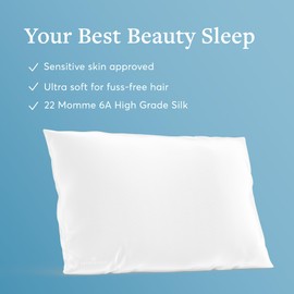 Silver Mirror, White Silk Pillow Case, Fits Standard Queen Pillow, 100% Mulberry Silk Pillowcase 22mm, 6H High-Grade Fibers, 100% Silk Pillowcase for Healthy Skin & Hair