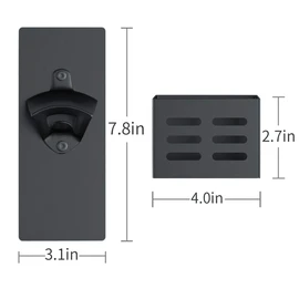 weallbuy Magnetic Bottle Opener with Cap Catcher,Removable Wall Mounted Beer Bottle Opener for Kitchen Fridge,Beer Gifts for Men (black)