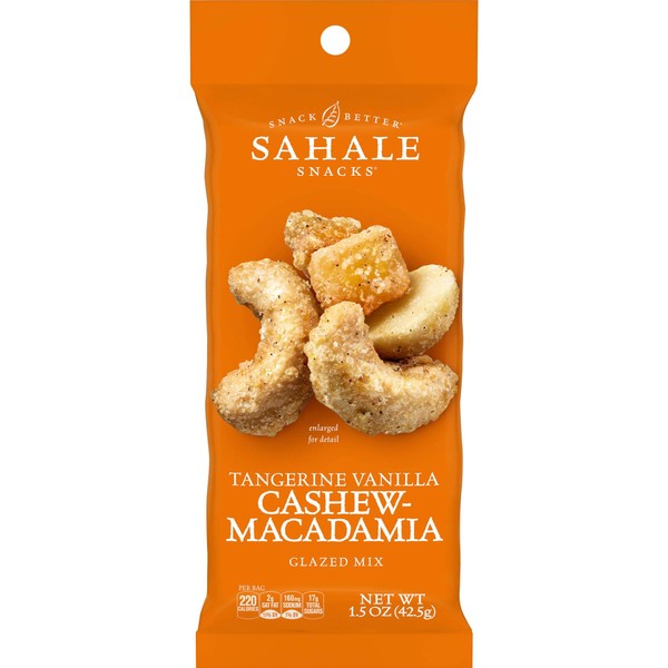 Sahale Snacks Mandarine Vanilla Anacardo Macadamia Glazed Mix, 1.5 oz (Paquete de 9)