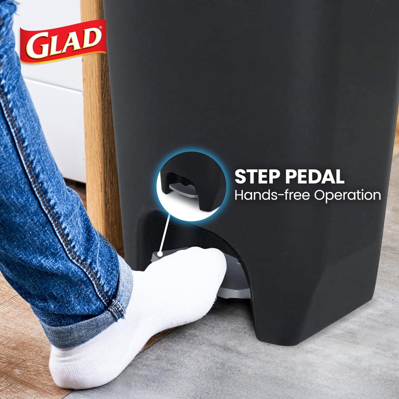 Glad 13 Gallon Trash Can | Plastic Kitchen Waste Bin