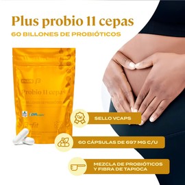 B-FIT B Probio - 11 Cepas y 60 Billones de Probióticos - Tecnología VCaps - Sin gluten (90 Cápsulas, Sin sabor)