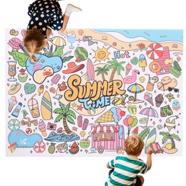 Hawaiianisches Malposter, 110x80cm Riesige Sommerzeit Mal Tischdecke Jumbo DIY Blanko Papierbanner Großes Wandkunst für Kinder Bastelspiele Partydekorationen Klassenzimmer Aktivitäten Zubehör