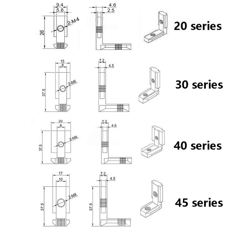 4545 Corner Bracket T Slot Corner Connector L-Shape Corner Joint