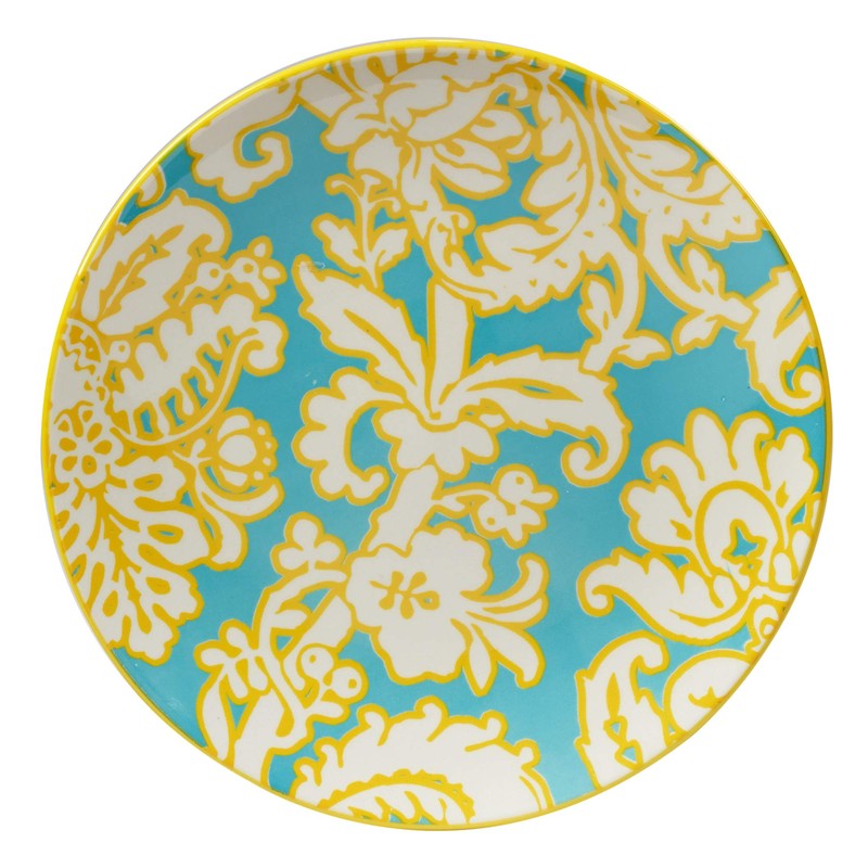 Damask Floral 8.5" Porcelain Salad & Dessert Plates, Set of