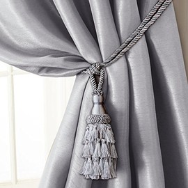 Elrene Home Fashions Charlotte Decorative Tassel Window-Curtain Tieback, 24", Silver