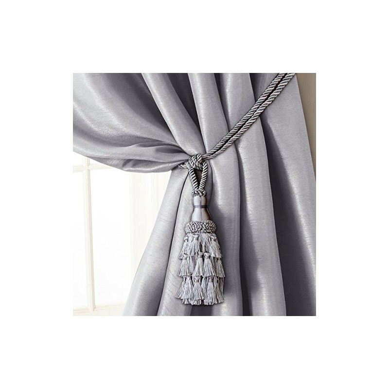 Elrene Home Fashions Charlotte Decorative Tassel Window-Curtain Tieback, 24", Silver
