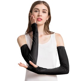 Fourfivesix Haru Silk Arm Cover, UV Protection, Long Silk, UV Protection, Prevents Stuffy, UV Protection, UV Protection, Sunscreen Cover, Cooling Arm Cover, Women's Arm Cover, Cool, Long Length,