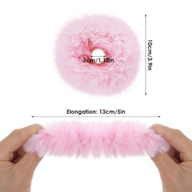 2 Pieces Hair Scrunchie Pink Pom Pom Headbands Plush Scratch Bands Faux Rabbit Hair Bubble Elastic Baby Scrunchies Ponytail Hair Accessories Girls Pink Hair Bobbles
