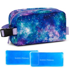 Choco Mocha Kids Freezable Snack Bag for School, Galaxy Insulated Freezable Lunch Bag for Girls, Kids Small Cooler Bag with Ice Pack, Purple