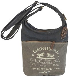Sunsa Damen Umhängetasche. Hobo Tasche aus Canvas/Leinwand & Leder. Vintage Retro Stil Crossbody Bag mit viel Reißverschluss Fächern