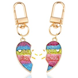 EQLEF Best Friend Keyring for Girls, Kids Friendship Keyring Magnetic Friendship Heart Keyring Bestie Keychain Bff Keychain Gifts for Birthday Graduation Christmas (2 Pcs)