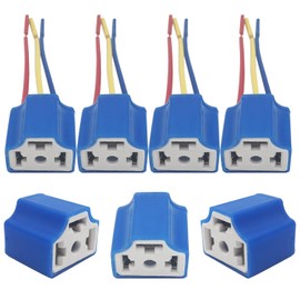 H4 Coupler, 4pcs Car Headlight Socket, 3 Wire Headlight Socket Ceramic Car Truck Headlight Fog Light Fix, CTRICALVER Blue Wire Bundle Fog Lights