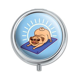 Downward Facing Dog Pug Doing Yoga Pill Case Trinket Gift Box