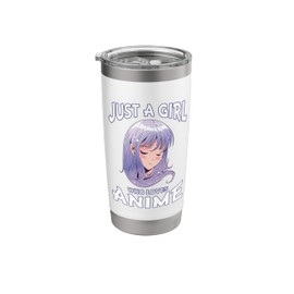 Just A Girl Who Loves Anime Gifts for Teen Girls Anime Merch Stainless Steel Insulated Tumbler