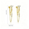 Gold Plated CZ Tassel Chain Stud Earrings For Women