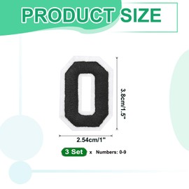 MECCANIXITY 30 Pcs Iron on Number Patches, Number Patches Iron on 1.5 Inch Black Small Numbers for Clothing Embroidered Patches for Clothes Hats Socks DIY