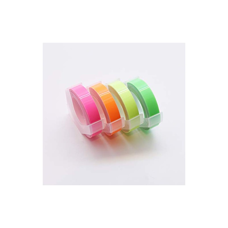 Motex Refill Tape for Embossing Label Maker, Fluorescent Color Tapes