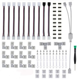 Amefil 96pcs 4-pin 10mm Led Strips Connected to 5050rgb Led Strips Optical Jumper Connector Terminal Splicing T/L Type Led Connector kit Suitable for 5050 4-pin 10mm RGB Led Strips.