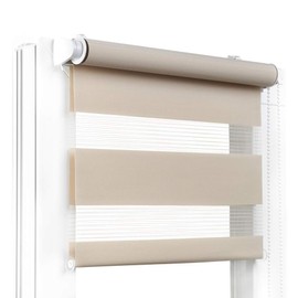 Fenster DEKOR - Rollos für Fenster Beige - Klemmfix Rollo ohne Bohren 150 x 110 cm - Doppelrollo mit einer breiten Auswahl an Größen und Farben - Blickdichte Rollos, einfach zu montieren