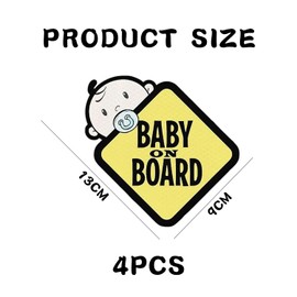 4 Pieces of Baby Stickers On The Car, Safety Warning Signs, Waterproof Reflective Stickers, Auto Accessories.