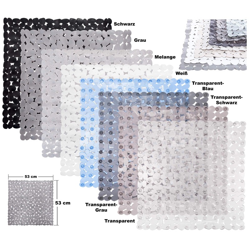 Stone-look shower mat / bath mat, 53 x 53 cm
