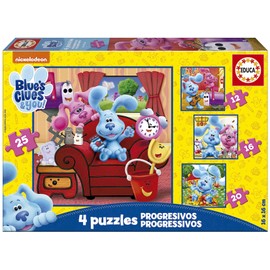Educa - Blue's Clues & You, 4-in-1 Puzzle Set with 12-25 Pieces for Children from 3 Years, Children's Puzzle (19398)