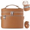 cysiyu Leather Makeup Bag Organizer Double Layer Vanity Bag Large