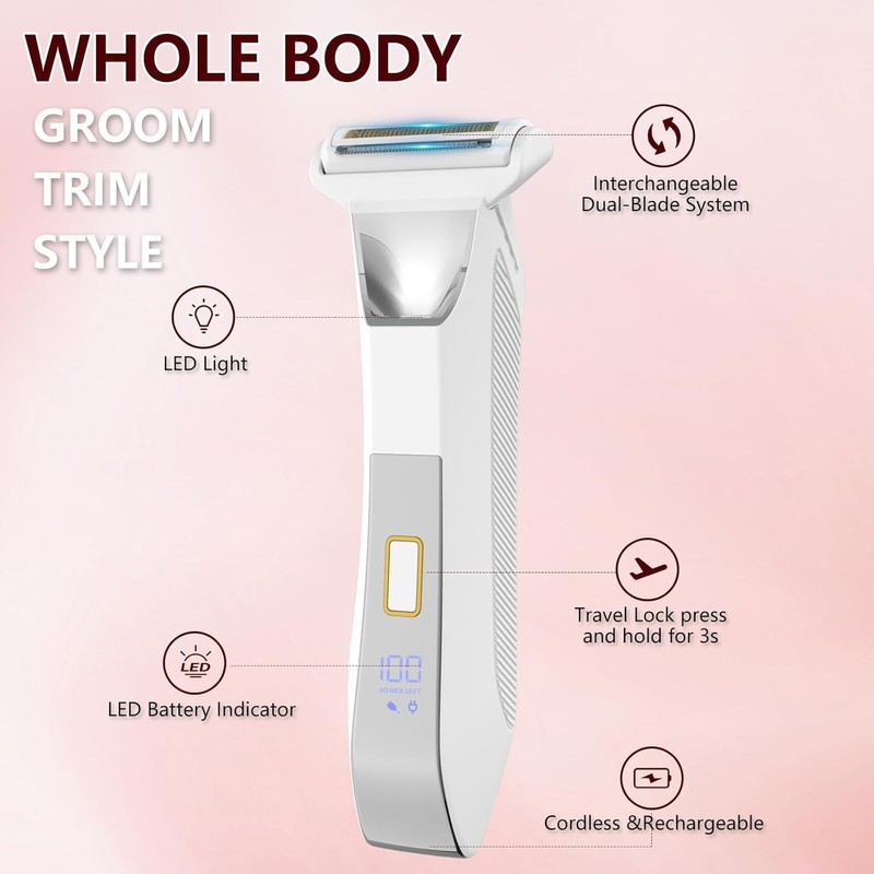 GSKY レディースシェーバー ヒゲトリマー 1台2役 電動シェーバー USB充電式 敏感肌 全身 防水 お風呂