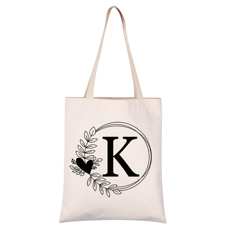HOLLP Alphabet Shopping Bag A/C/J/K/M/S/T/N/B/L/R Letter Initial Tote Bag (Tote