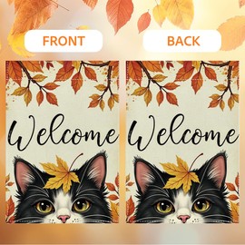 Fall Welcome Garden Flag Rustic Autumn Holiday Garden Flag 12x18 Inch Double Sided Fall Maple Leaf Thanksgiving Flags Decorations for Yard Outside Lawn (Flay 2212)