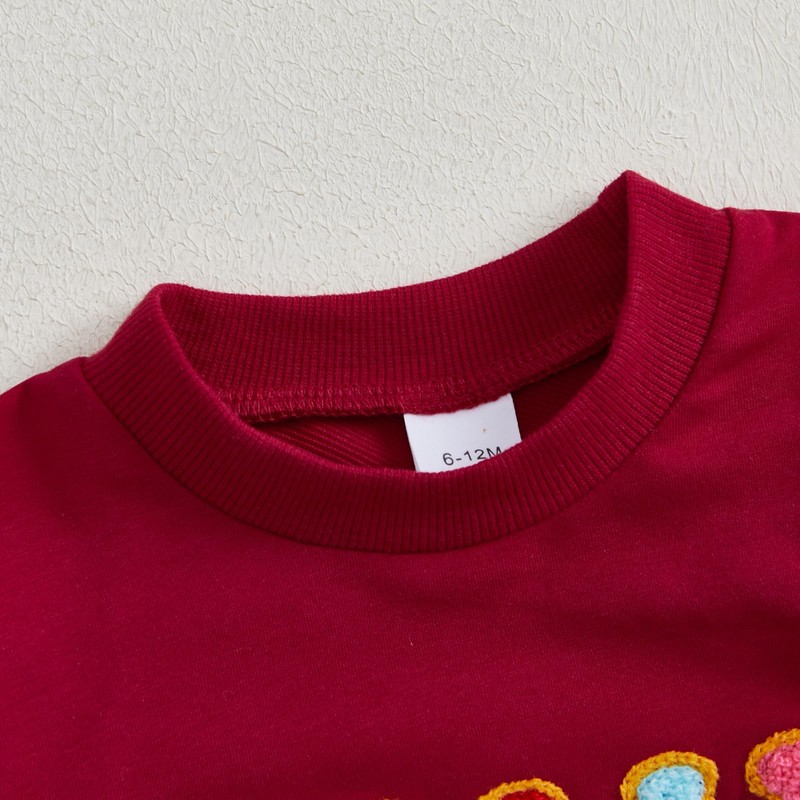 Adobabirl Toddler Baby Girl Christmas Outfit Santa Embroidery Crewneck Sweatshirt