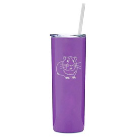 20 oz Skinny Tall Tumbler Stainless Steel Vacuum Insulated Travel Mug With Straw Guinea Pig (Purple)