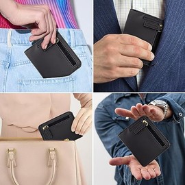 Cartera Mujer Pequeño con RFID Bloquea, Mini Monedero Bifold para Tarjetas, Billetera de Piel Plegable con Bolsillo, Tarjetero Minimalista con Ventana de Identificación para Chica Mujer