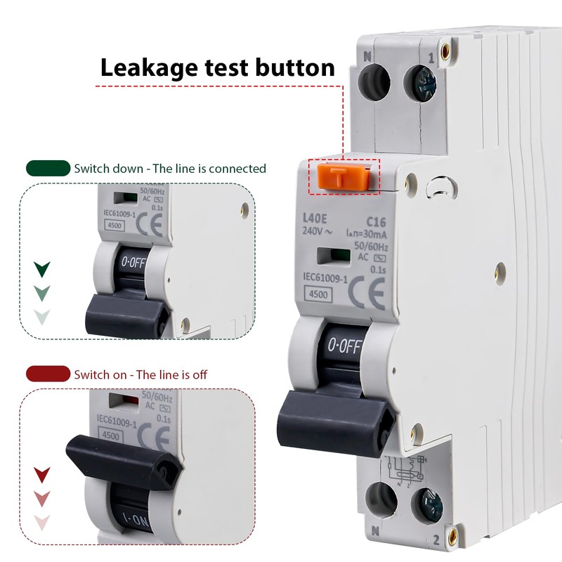 GOEDCH FI/LS Switch: 1P+N 6kA FI Switch with RCBO, 230V,
