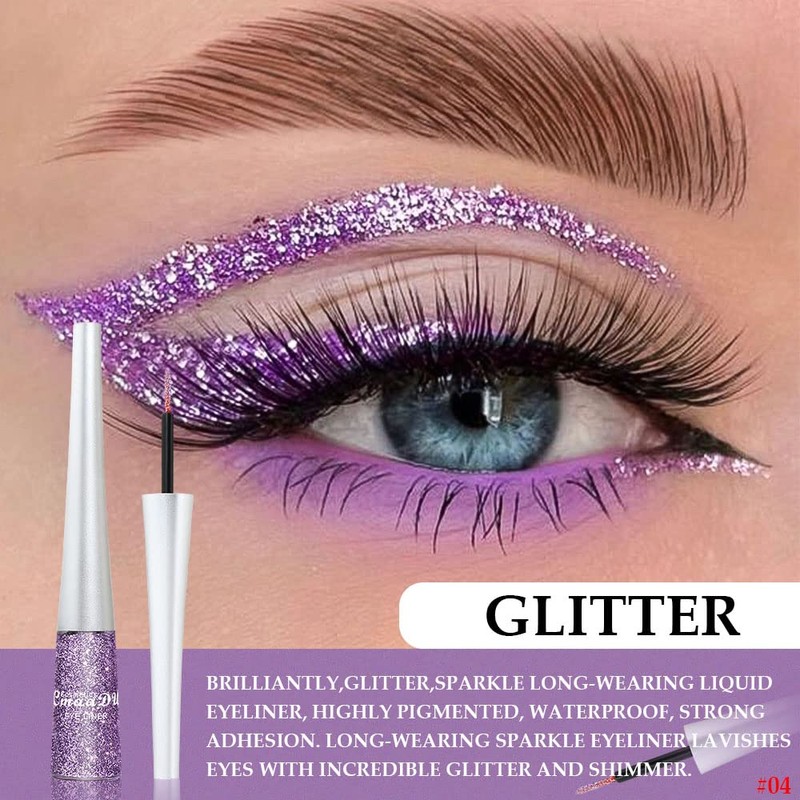 evpct 2Pcs Royal Blue Purple Liquid Glitter Eyeliner Set, Shimmery