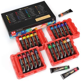 ARTEZA Pinturas al óleo para artistas | 24 colores numerados en 24 tubos de 12 ml | Pigmentos ricos y fuertes para pintar al óleo