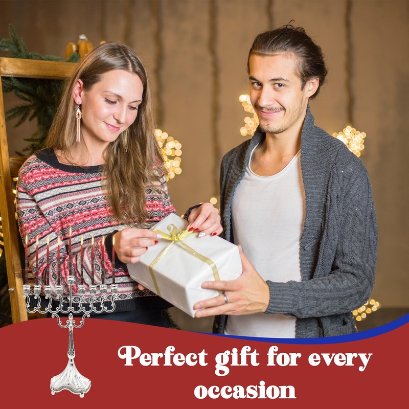 Majestic Giftware MN-HA19379BS Hanukkah Menorah, 8-Inch, Silver Plated