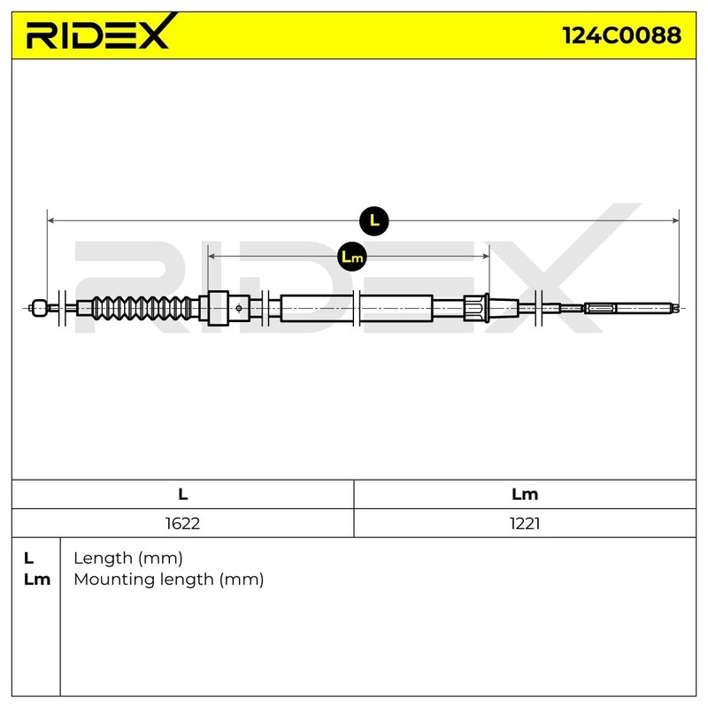 Ridex 124C0088 Cable Handbrake Cable Handbrake Cable Handbrake Cable Brake